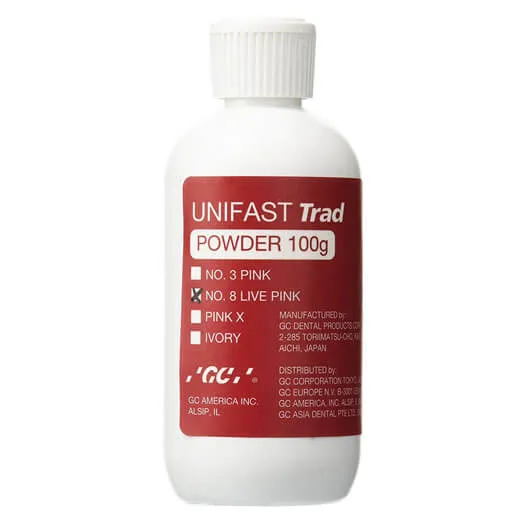 GC UNIFAST Trad، مسحوق، راتنج أكريليك يُعالج ذاتيًا، Live Pink #8، 100g