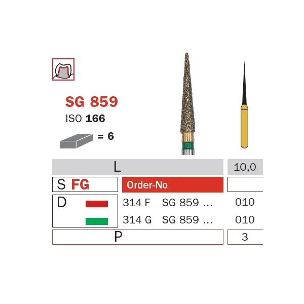 سنابل ألماسية، FG 010، خشن جدًا، مخروطي (Goldies) ISO #166