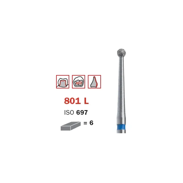 Diamond Bur, FG 012, Medium, Round Long Neck ISO #697