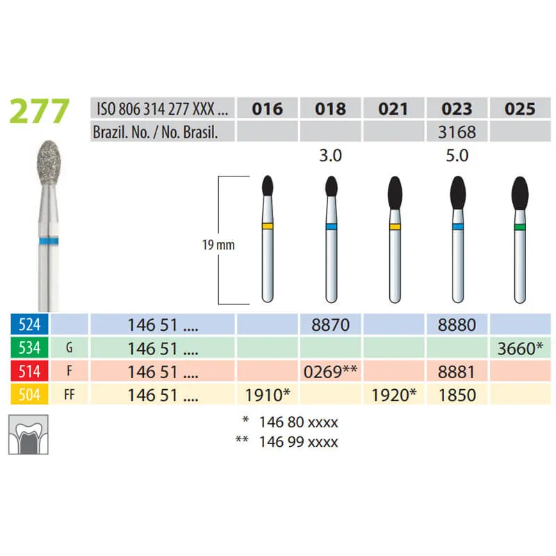 Diamond Burs, Oval, FG 277-018, Medium
