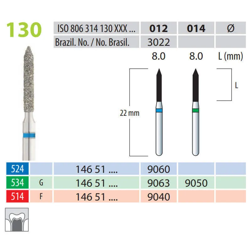 Diamond Burs, Torpedo, FG 130-012, Medium