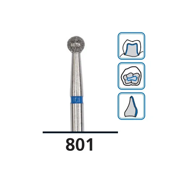 Round Diamond Burs C801, Super Fine Grit, FG-009