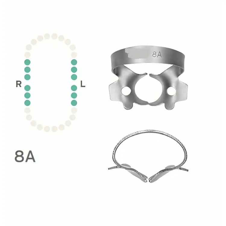 Rubber Dam Clamp #8A, Winged with Festooned Jaws for Upper Molars