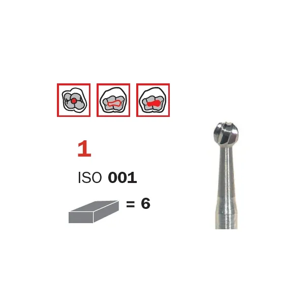 سنبلة كربيد جراحية، FG 018، طويلة جدًا، مستديرة ISO #001