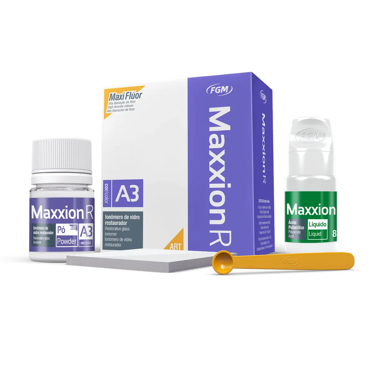 Maxxion R Kit A3، أسمنت زجاجي أيونوميري ذاتي المعالجة للترميم