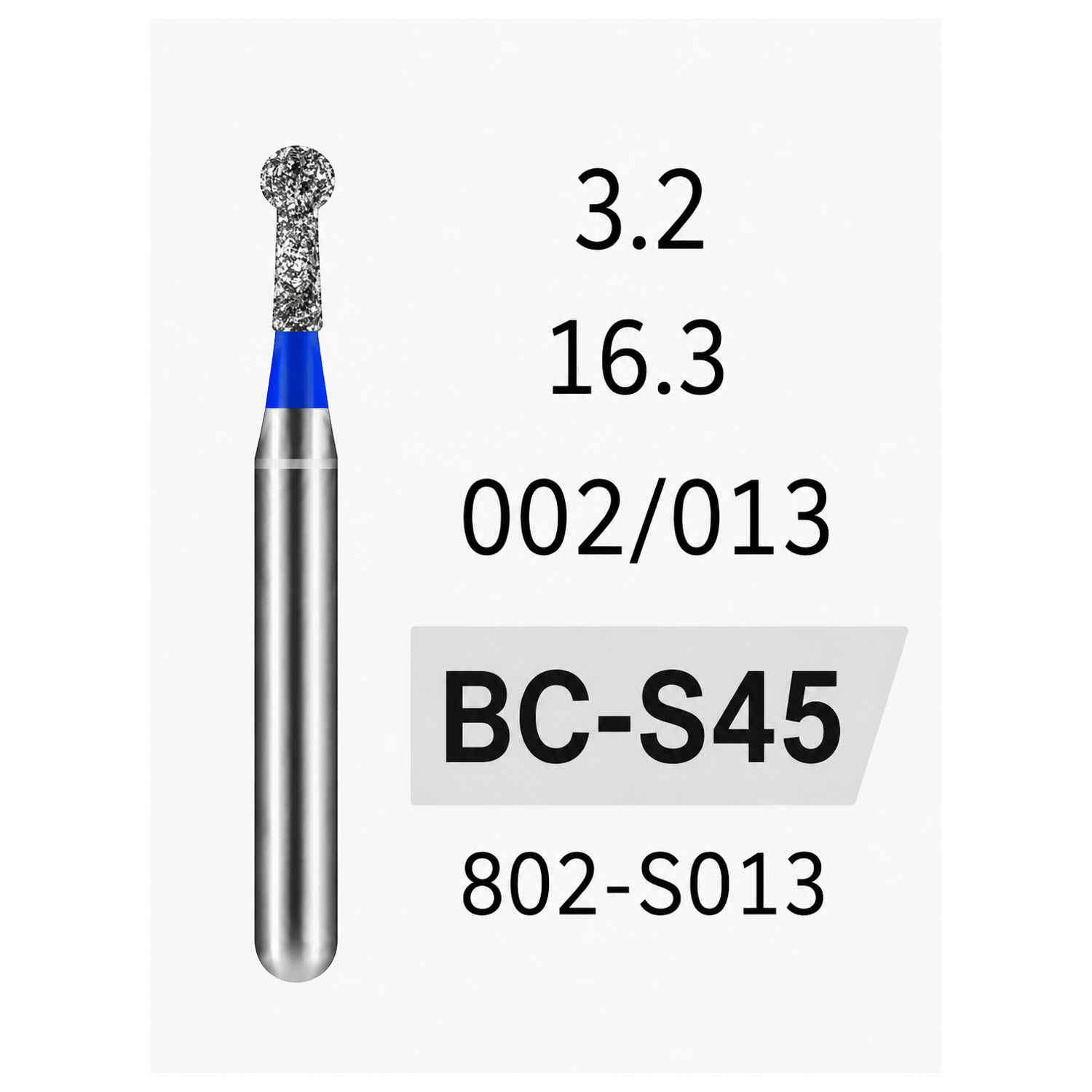 نهاية كروية مع طوق قصير BC-S45، حبيبات قياسية، 002/013