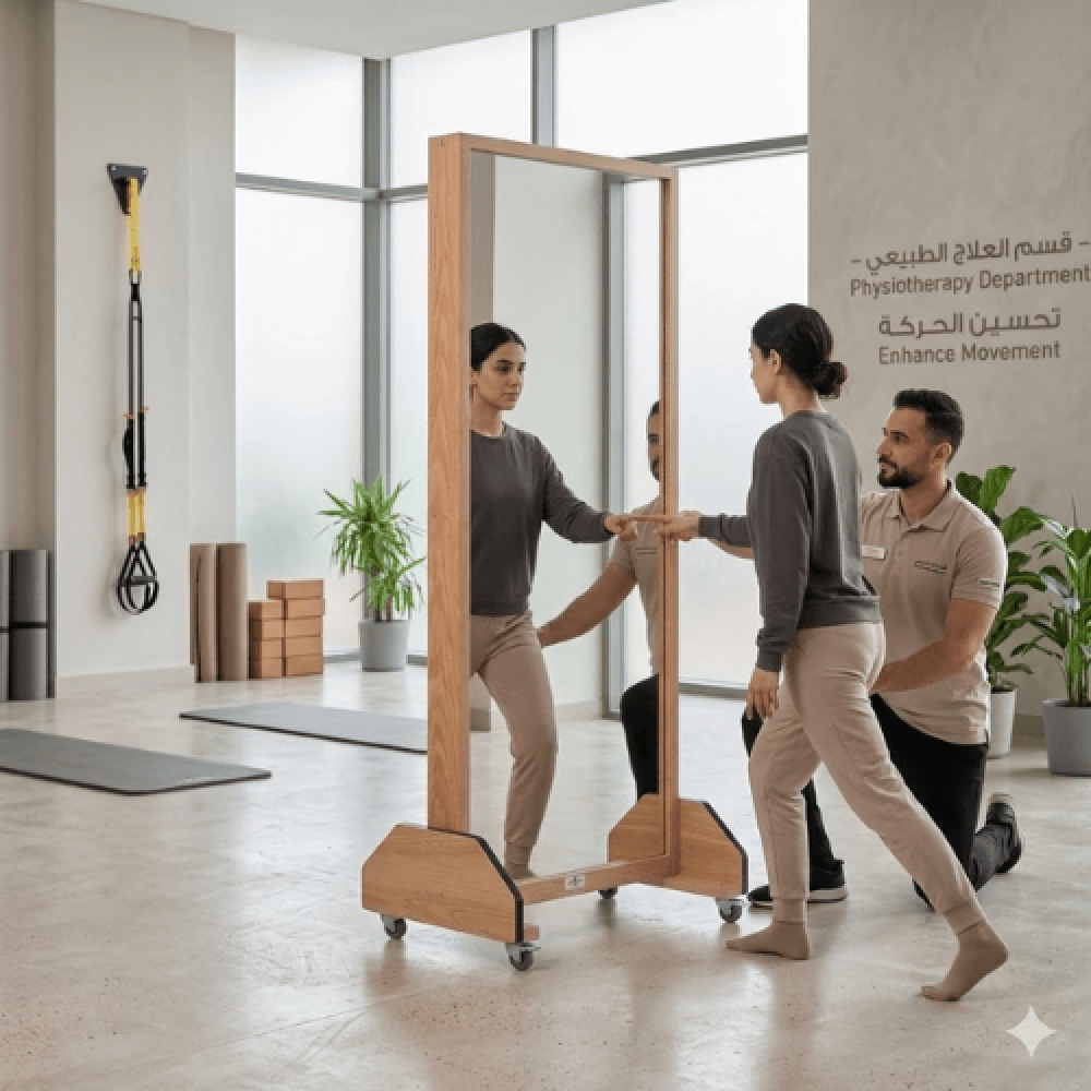 مرآة متحركة للعلاج الطبيعي بإطار خشبي | Mobile Mirror