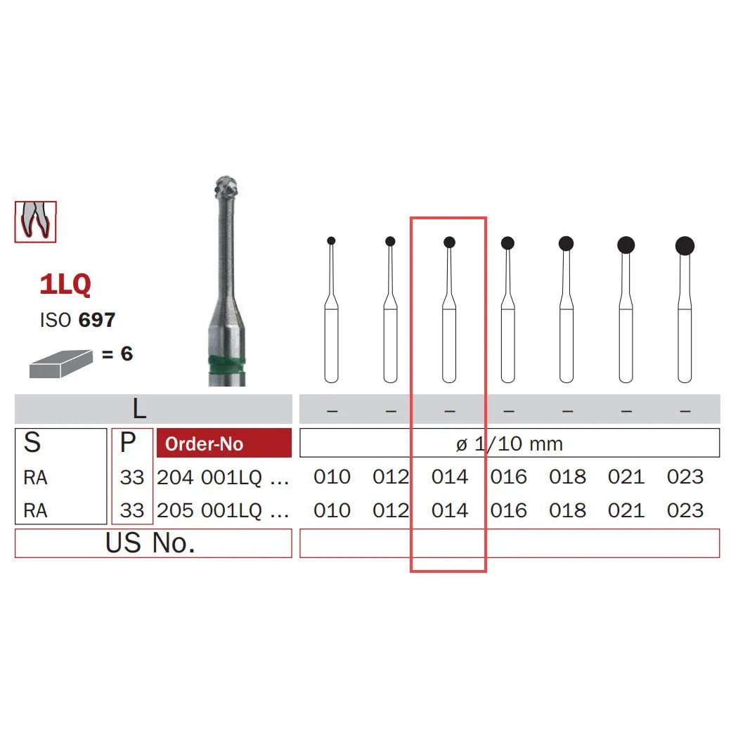 Carbide Bur, Long RA 014, Round ISO #697