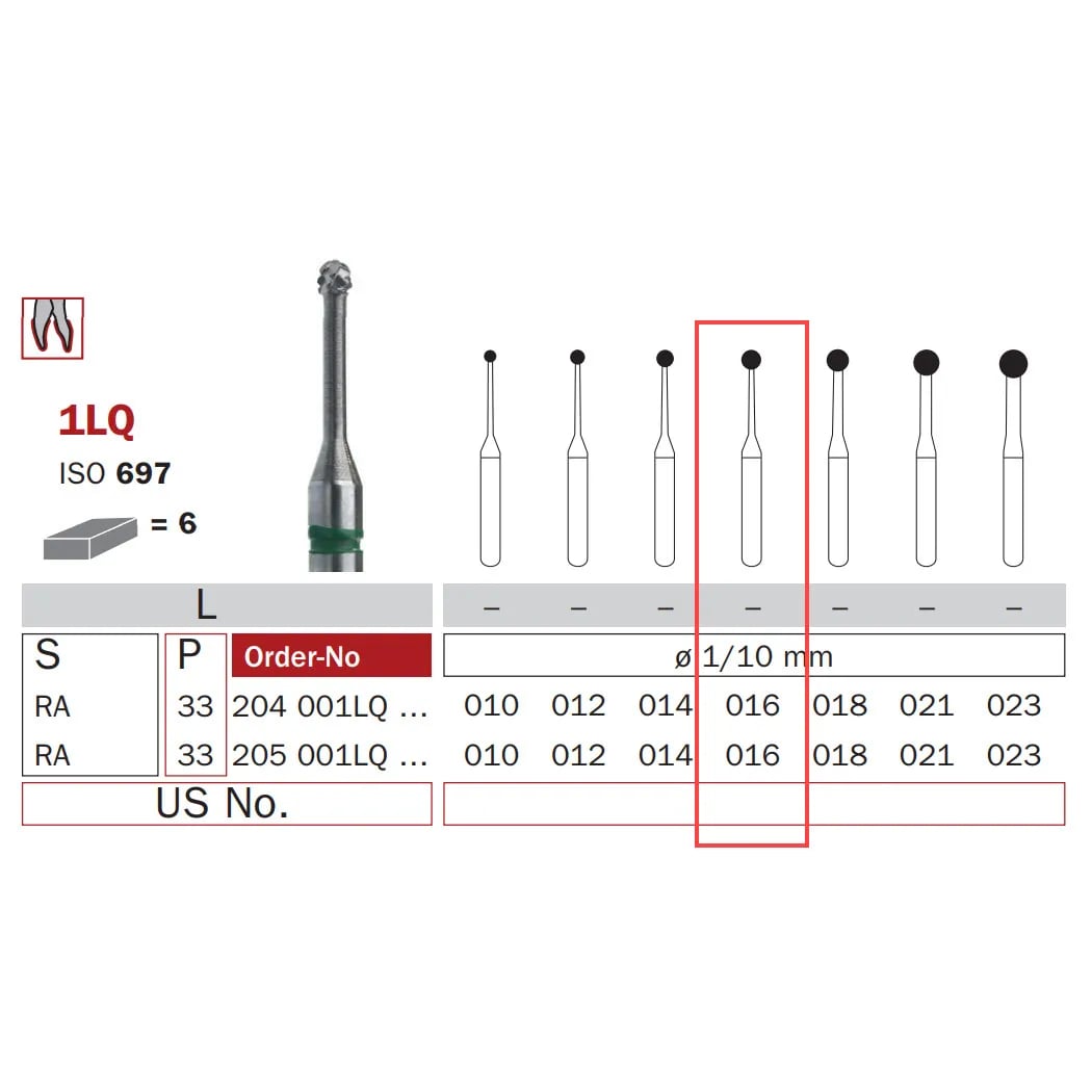 Carbide Bur, Long RA 016, Round ISO #697