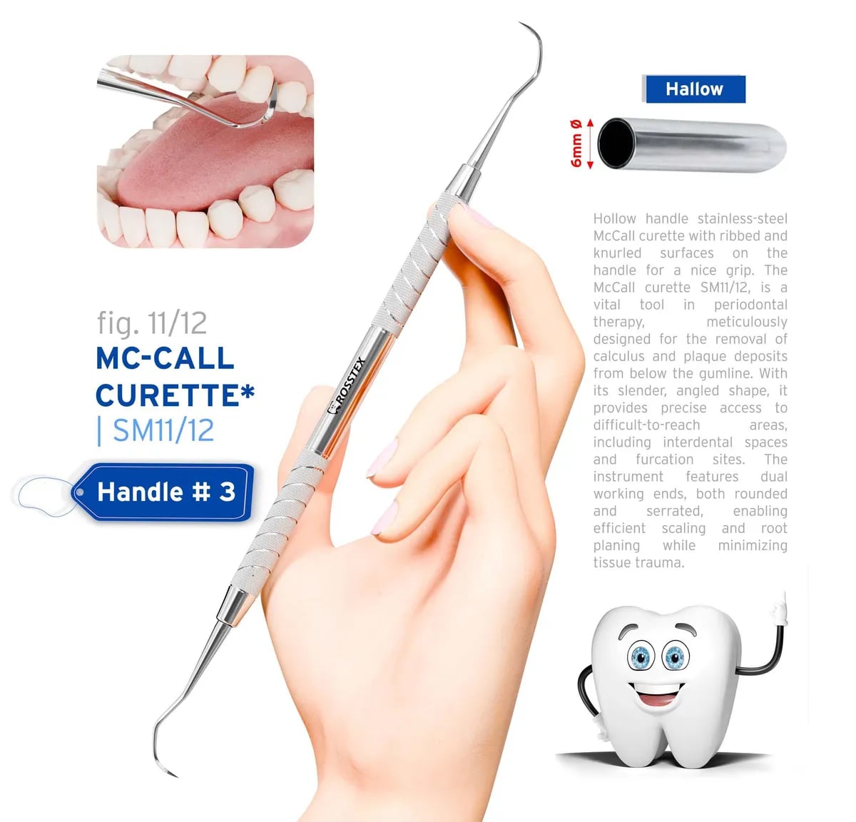 Dental Curette McCall 11/12, Handle No. 3