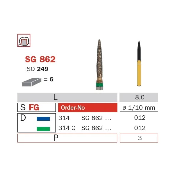 سنبلة ألماسية FG 012 متوسطة لهب (جولديز) ISO #249