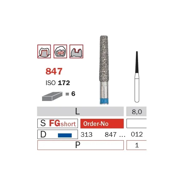 Diamond Bur, FG 014 Short, Medium, Truncated Cone ISO #172