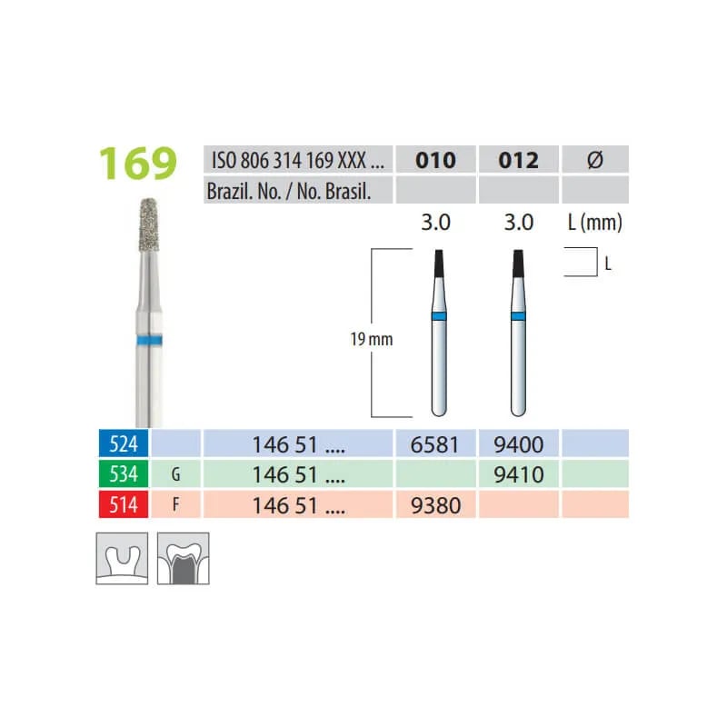 سنابل ألماسية مخروطية نهاية مسطحة FG 169-010 متوسطة