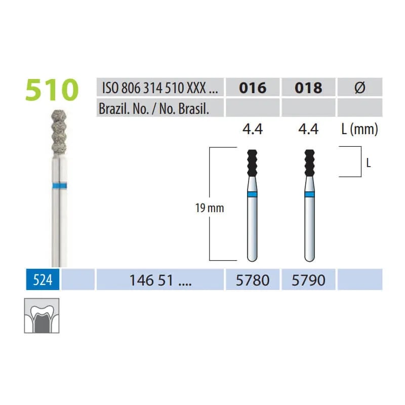 Diamond Burs, Cylinder ZigZag, FG 510-016, Medium