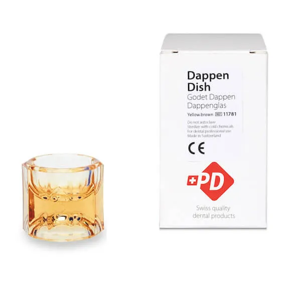 طبق زجاجي Dappen، أصفر