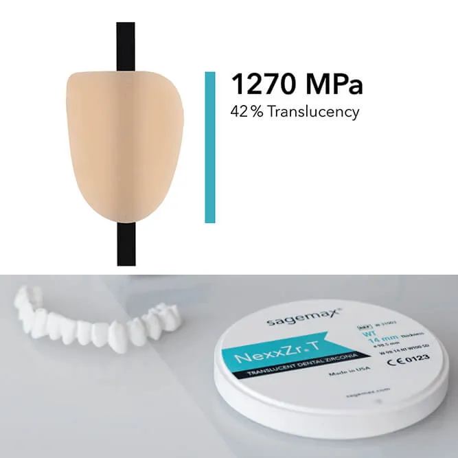 NexxZr T, B2, 71, 16mm, HT, Zirconia D-Shape Block
