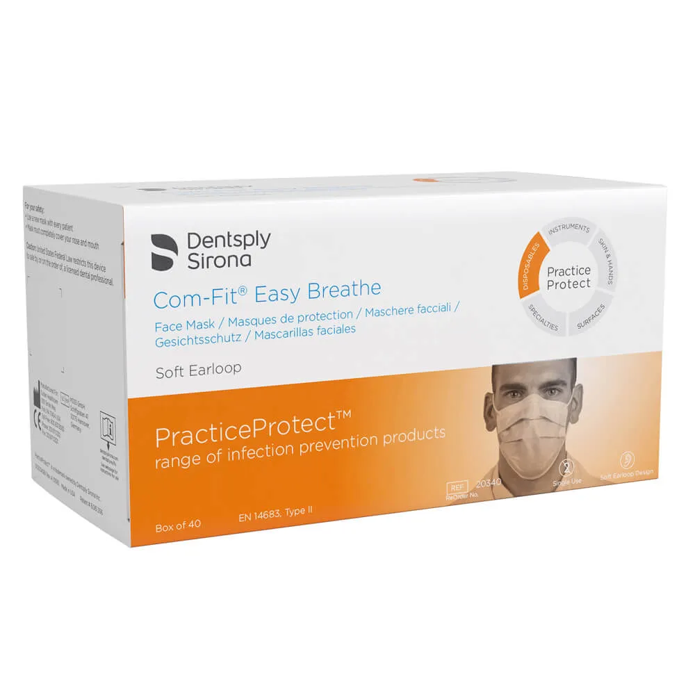كمامة Com-Fit Easy Breathe، بحلقات أذن، أزرق، PK/40