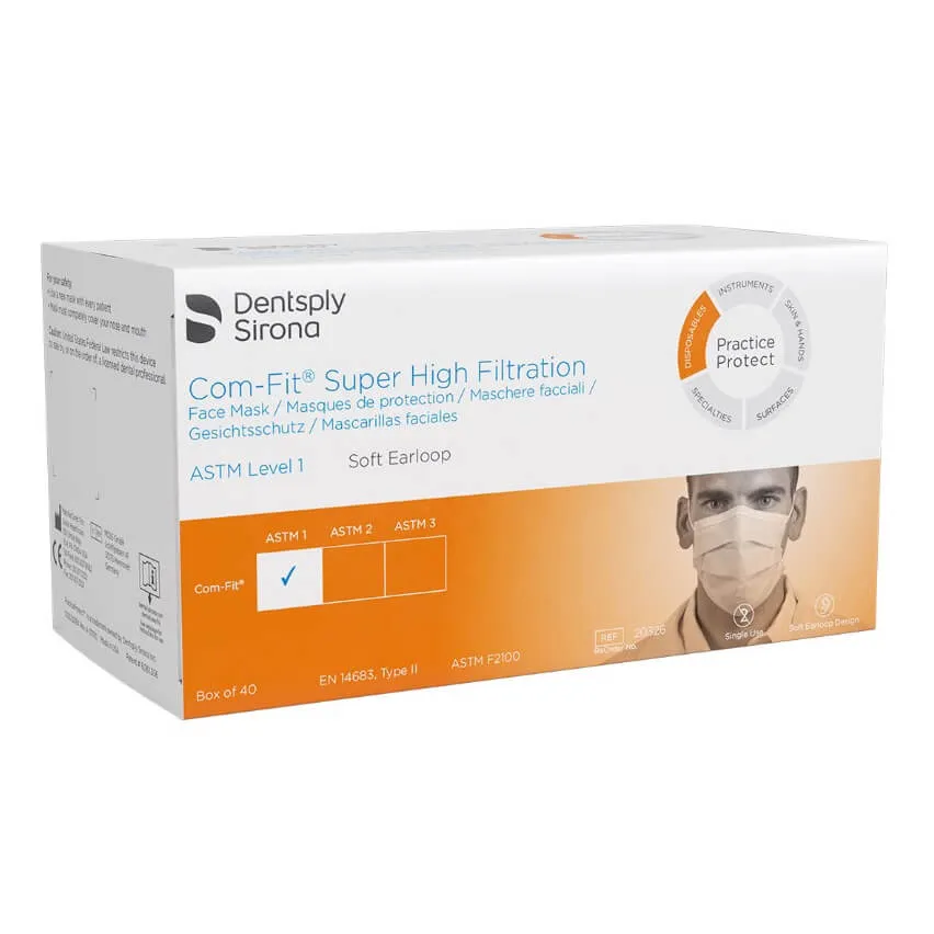 كمامة Com-Fit Super High Filtration، برباط، مستوى 1، أزرق، PK/40