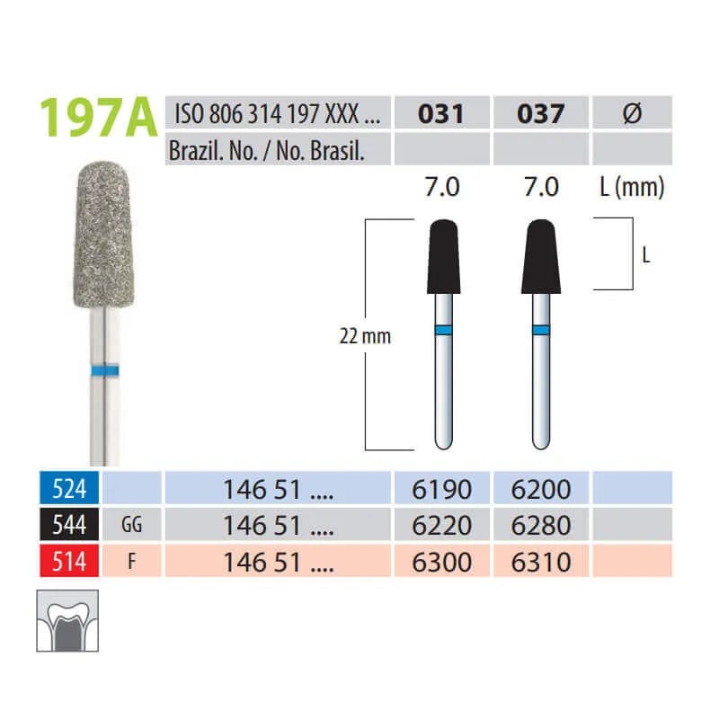 Diamond Burs, Bullet, FG 197A-031, Fine